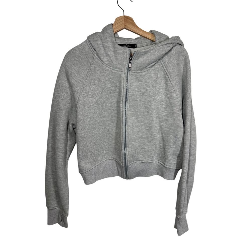 Trendy Queen Zip Up Hoodie Sweatshirt Women's Gray Sz XL Cropped Fleece Comfy